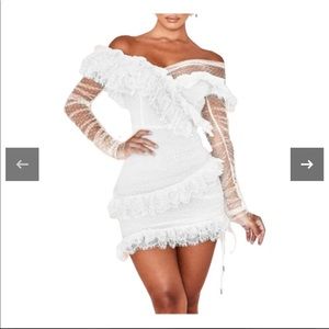 RALY" LONG SLEEVE BANDAGE DRESS - WHITE